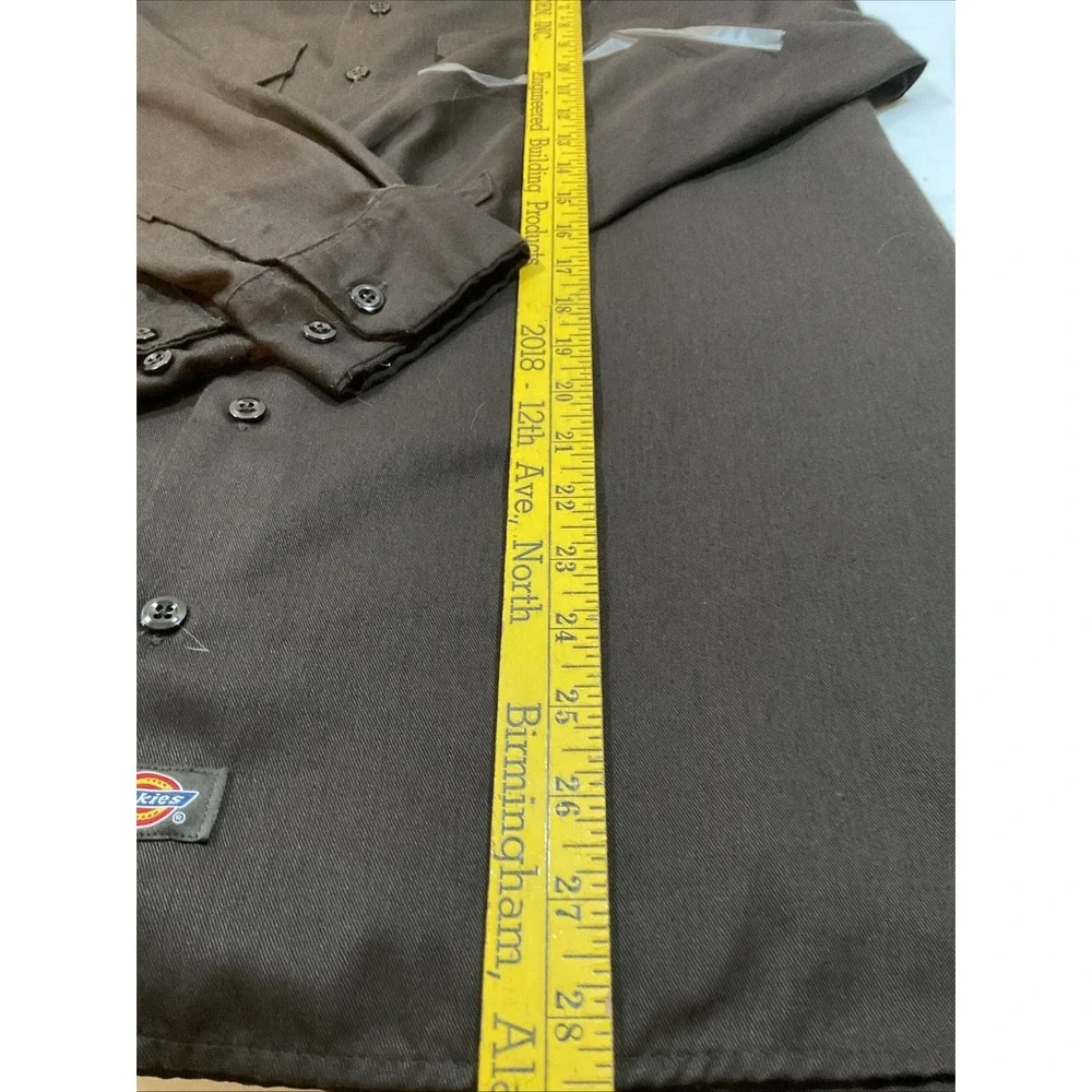 Dickies‎ Button Shirt Mens L Original Fit Long Sleeve Brown Front Pockets G84